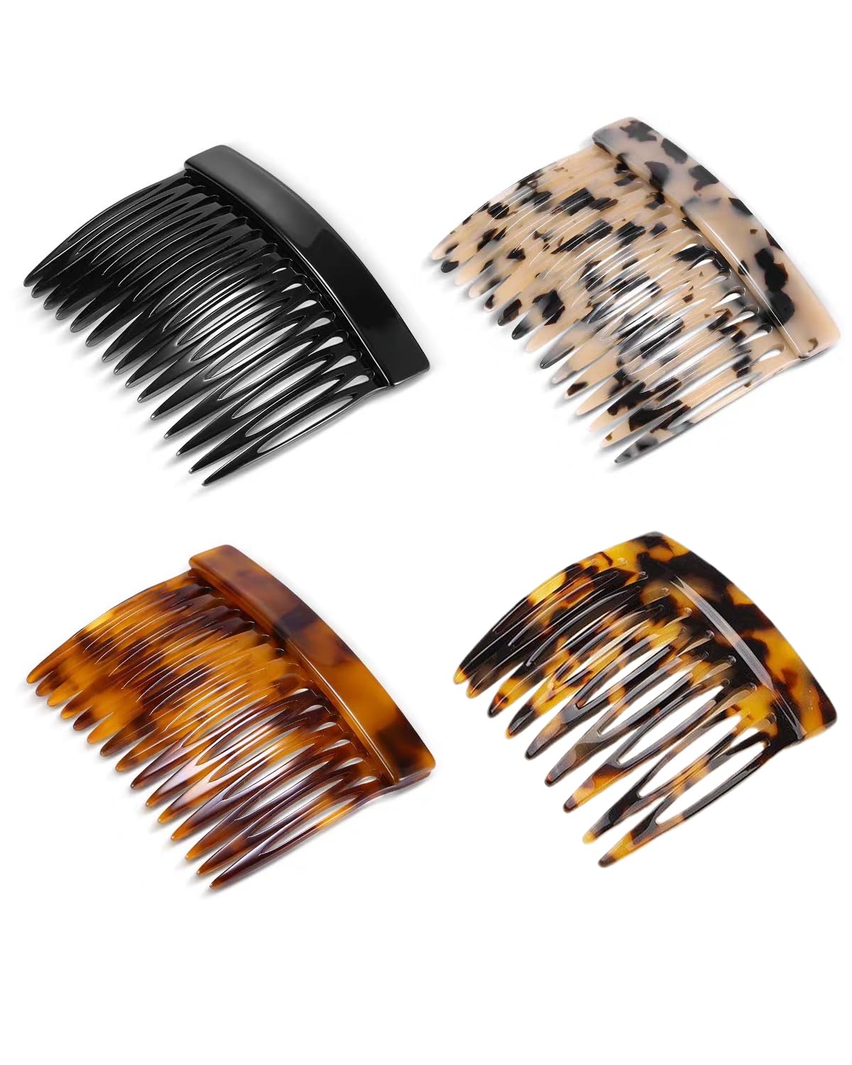 4 Peinetas para el Pelo de Acetato Estilo Francés, Elegantes para Moños y Recogidos. Horquillas decorativas duraderas para mujer.
