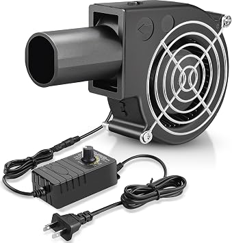 GDSTIME BBQ Fan Air Blower 97mm ، مراوح الطرد المركزي ذات السرعة المتغيرة مع قابس 110V / 120V AC ، بداية الفحم للتخييم في الهواء الطلق نزهة الطبخ الشواء موقد الحطب موقد الخشب