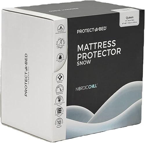 Protect-A-Bed, Protector de colchón de nieve, con fibra nórdica fría, impermeable, 5 lados, tamaño Queen