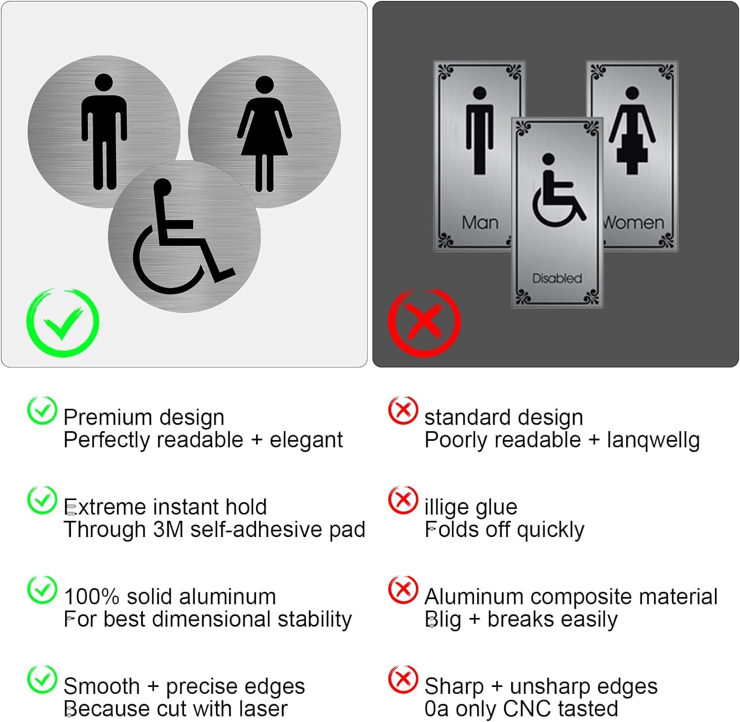 Targhette Per WC Uomo/Donna - Autoadesive, Impermeabili E Riflettenti, Set Da 2 Coppie - Foto 10