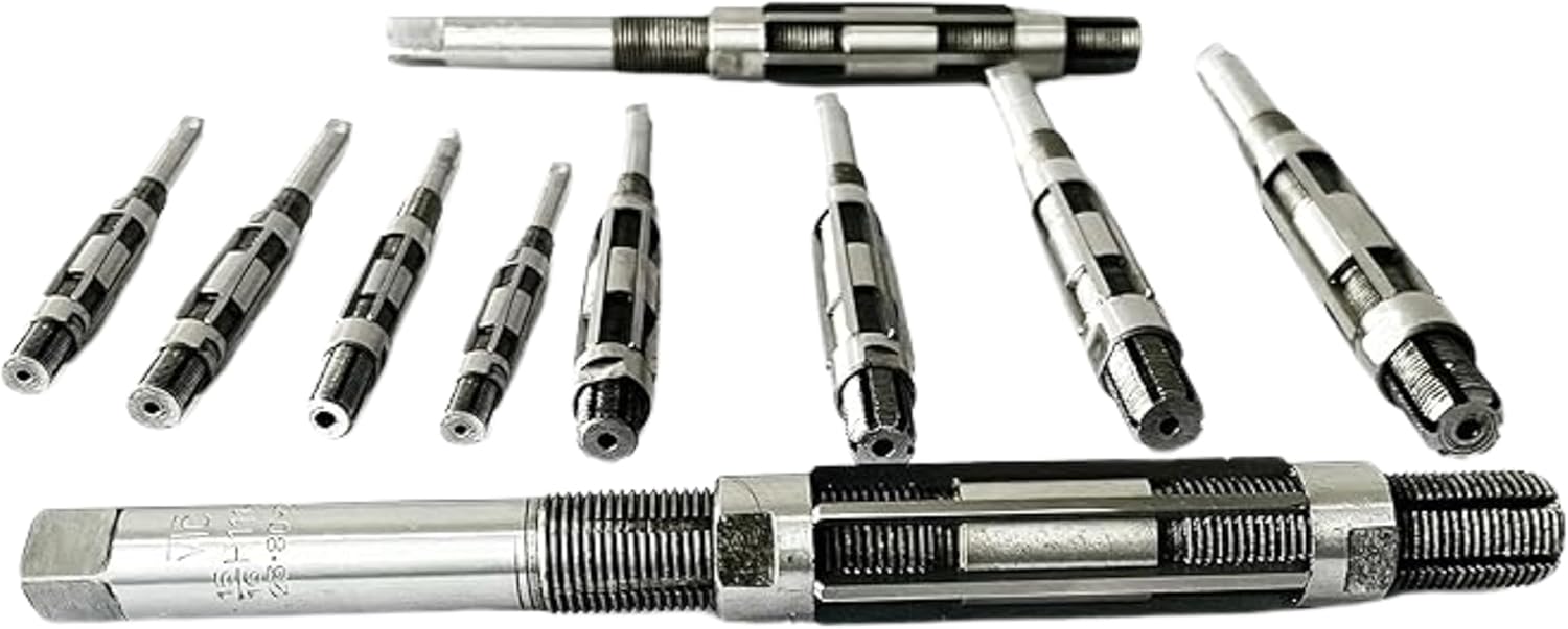 Adjustable Hand Reamer Tool H1 to H10 Sizes - 3/8" to 15/16” Reaming Tool for Precise Hole Finishing with Carbon Steel Blades - Hand Tools Reamers for Metal & Wood - 9.52mm - 23.81mm