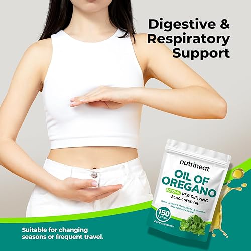 Miniatura 2 de Cápsulas de aceite de orégano (150 cápsulas blandas), cápsulas de aceite de orégano orgánico, aceite de orégano con aceite de semilla negra,