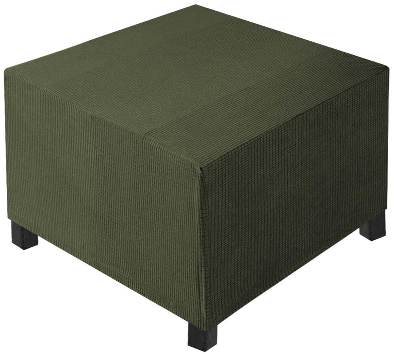 Aqigr Army Green Large Square Footstool Cover, Stretch Ottoman Cover Washable Super Soft Universal Pouffe Cover With Elastic Bottom Anti-Slip Foot Stool Slipcovers(,L 70X W 70Xh 45Cm)