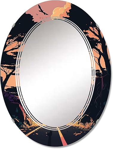 Road to The Sunset I- Vanity Mirror, Bathroom Mirrors, Wall Mirrors for Living Room, Bedroom - Oval Mirror - Large 20'x30', 24'x36'
