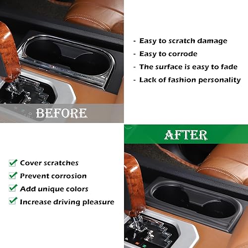 Miniatura 2 de METYOUCAR Adhesivo decorativo de plástico ABS para reposabrazos central para Toyota Tundra 2014-2021 negro mate