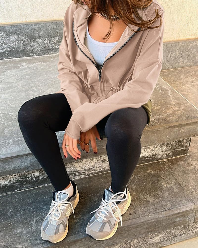 CHICME Womens Zip Up Hoodie Long Sleeve Oversized Sweatshirt Fall Fashion Casual Jackets Winter Clothes - Image 4