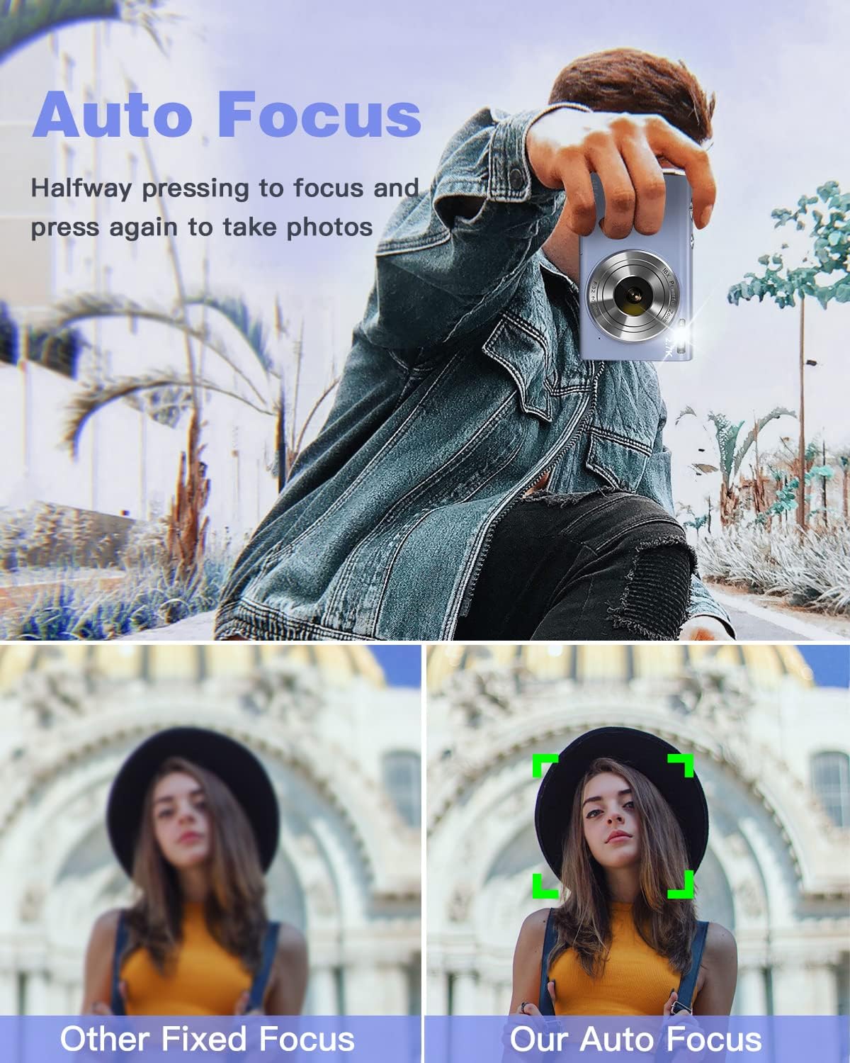 digital camera 2 7k 48mp vlogging camera auto focus digital point and shoot camera with 32gb memory card16x zoom time lapse digital cameras for kid