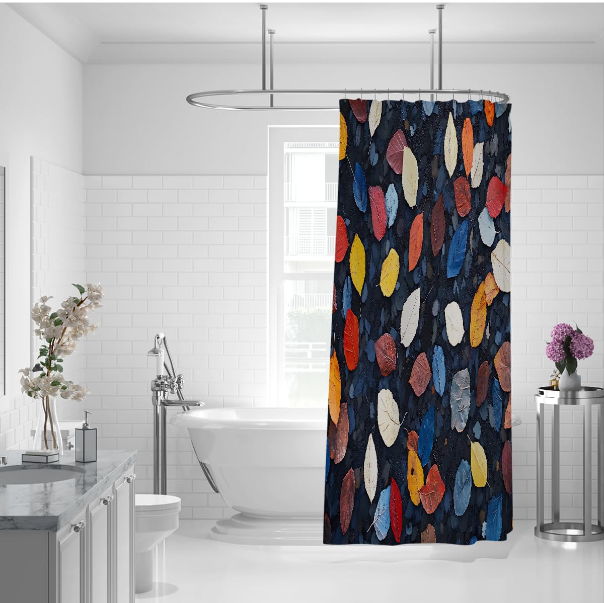 Rideau de Douche botanique coloré Nordique W200xL200 cm