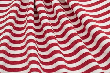Fabric Merchants Ponte De Roma Stripe Fabric by The Yard, Red/White 3 Yards