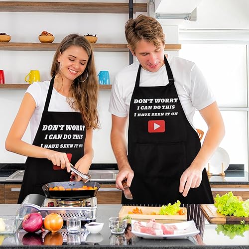 Miniatura 7 de Delantales divertidos para hombres, delantal negro, regalo para padre, marido, chef para cocinar, hornear, jardinería