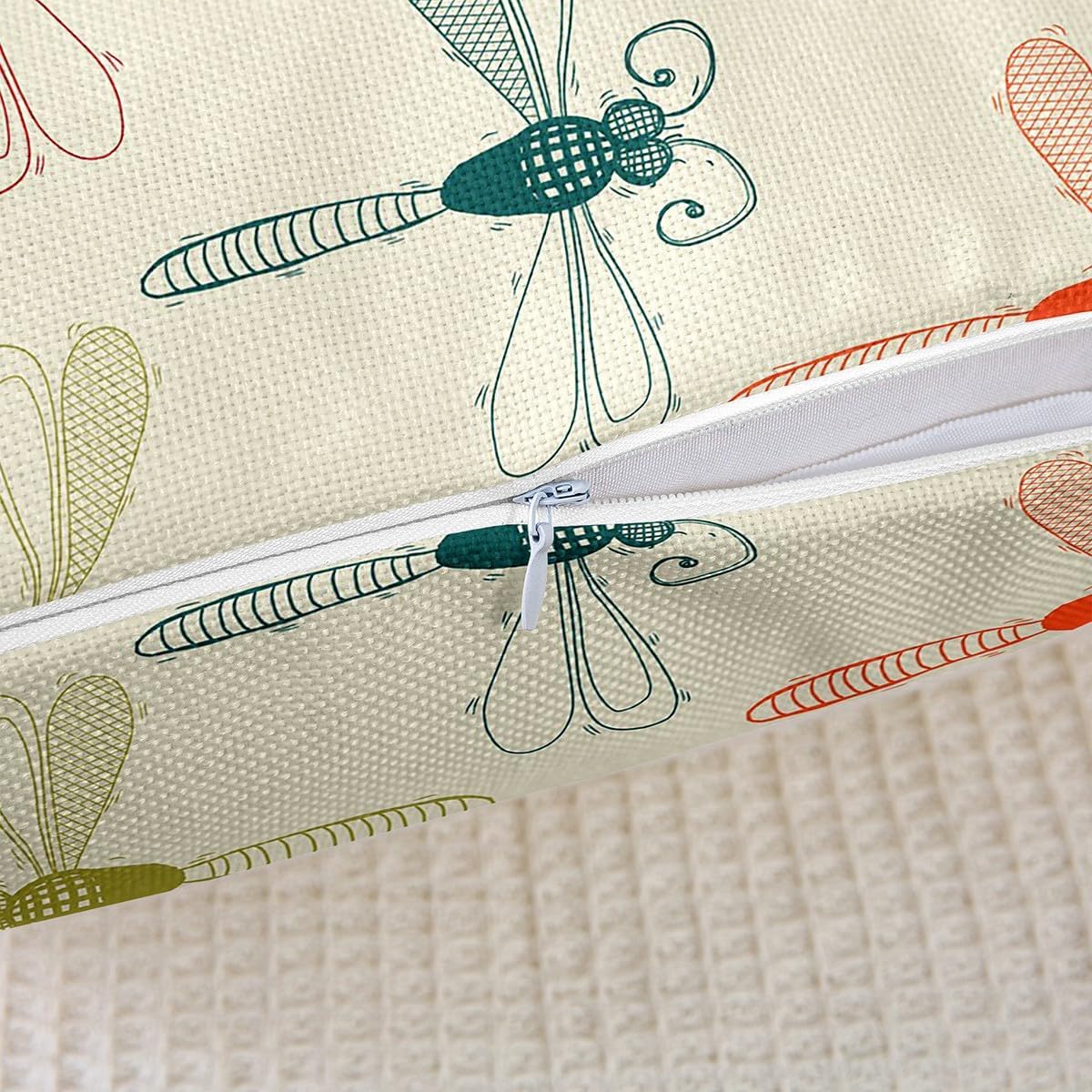 Set of 2 Kawaii Dragonfly Pillow Covers 22x22 Inch, Colorful Dragonflies Throw Pillow Covers for Sofa Bed Couch, Hand Drawn Wild Animals Decorative Pillow Covers, Cartoon Flying Animals Cushion Cases