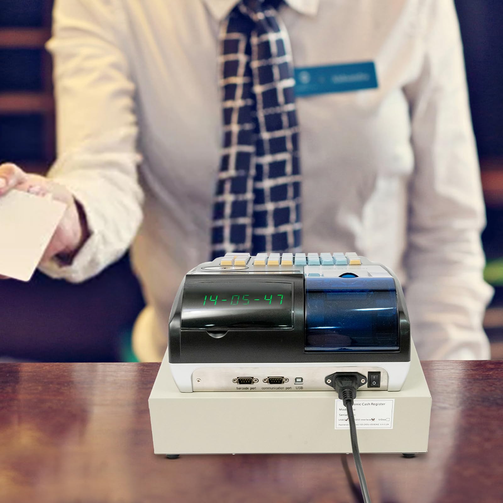 Elektronische Kasse Registrierkasse mit Bondrucker & Kassenschublade, Doppelanzeige Kassensystem Unterstützt Mehrere Zahlungsarten Einzelhandel Kasse für Supermarkt Kiosk