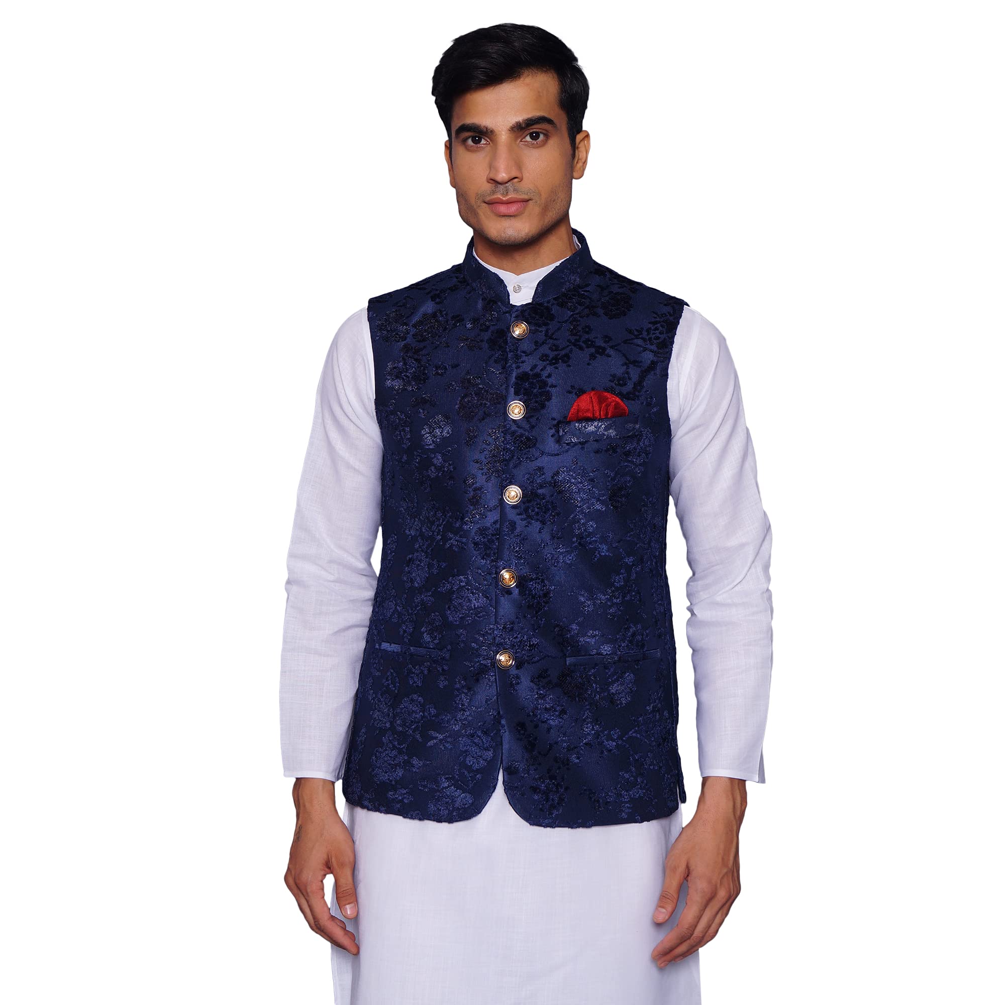 wintage Men's Emroidered Velvet Green Modi Nehru Jacket-picture-18
