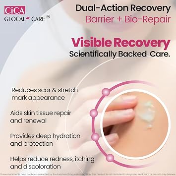 CICA Silicone Scar Cream Helps with Scar Removal - Surgical, Acne & Trauma Scars, Stretch Mark Cream for New & Old Scars Medical Grade Silicone with TECA & Hyaluronic Acid