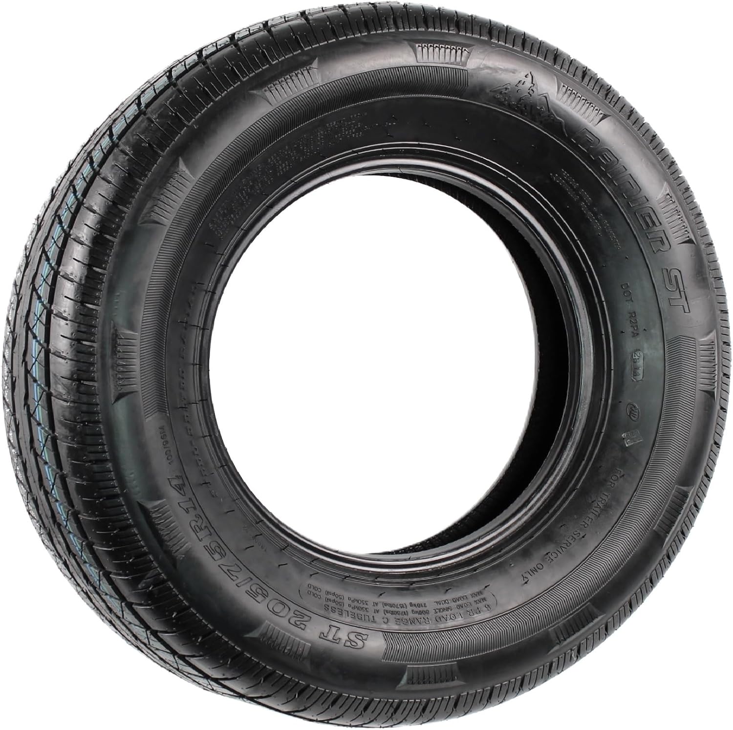 eCustomrim ST205/75R14 DEEP TREAD 14" Heavy Duty Steel Belted Radial Trailer Tire Load C With Curb Guard - 6 Year Warranty w/Free Roadside