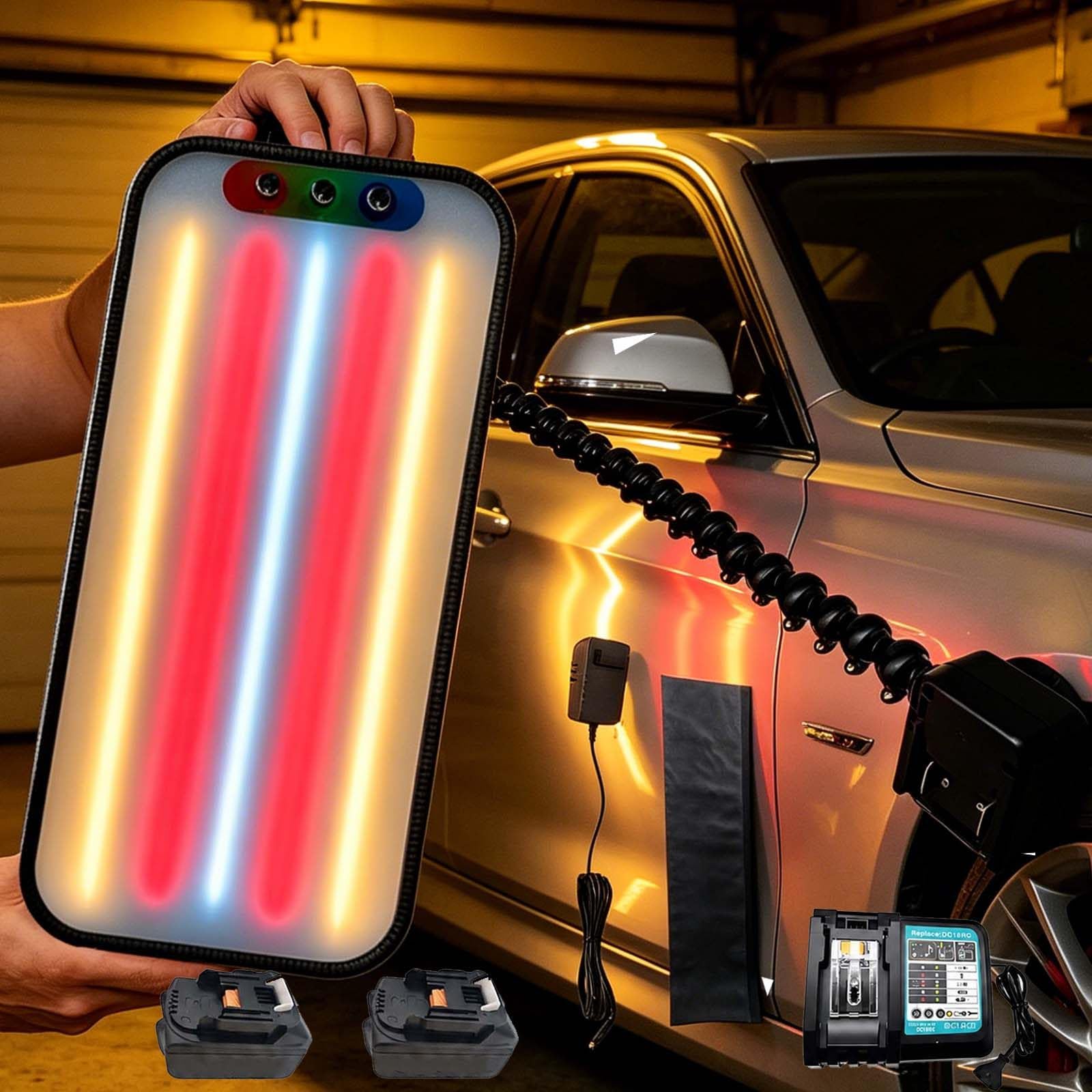 PDR Light Kit for Paintless Dent Repair, Led Reflection Board with Adjustable Stand/Stand Protective Cover/5m Power Cord, Dent Detection Lamp for Door Dings, Hail Dents and Home Garage B