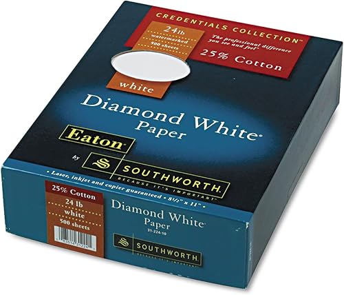 Southworth 3122410 - Papel de negocios blanco con diamante de 25% algodón, 24 libras, 8-12 x 11 500caja