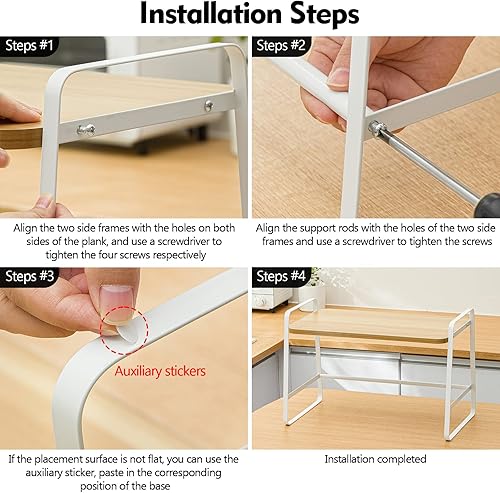 Miniatura 3 de Poeland Estante para horno de microondas, estante de cocina arrocera, estantes organizadores de mostrador para cocina, escritorio, oficina,