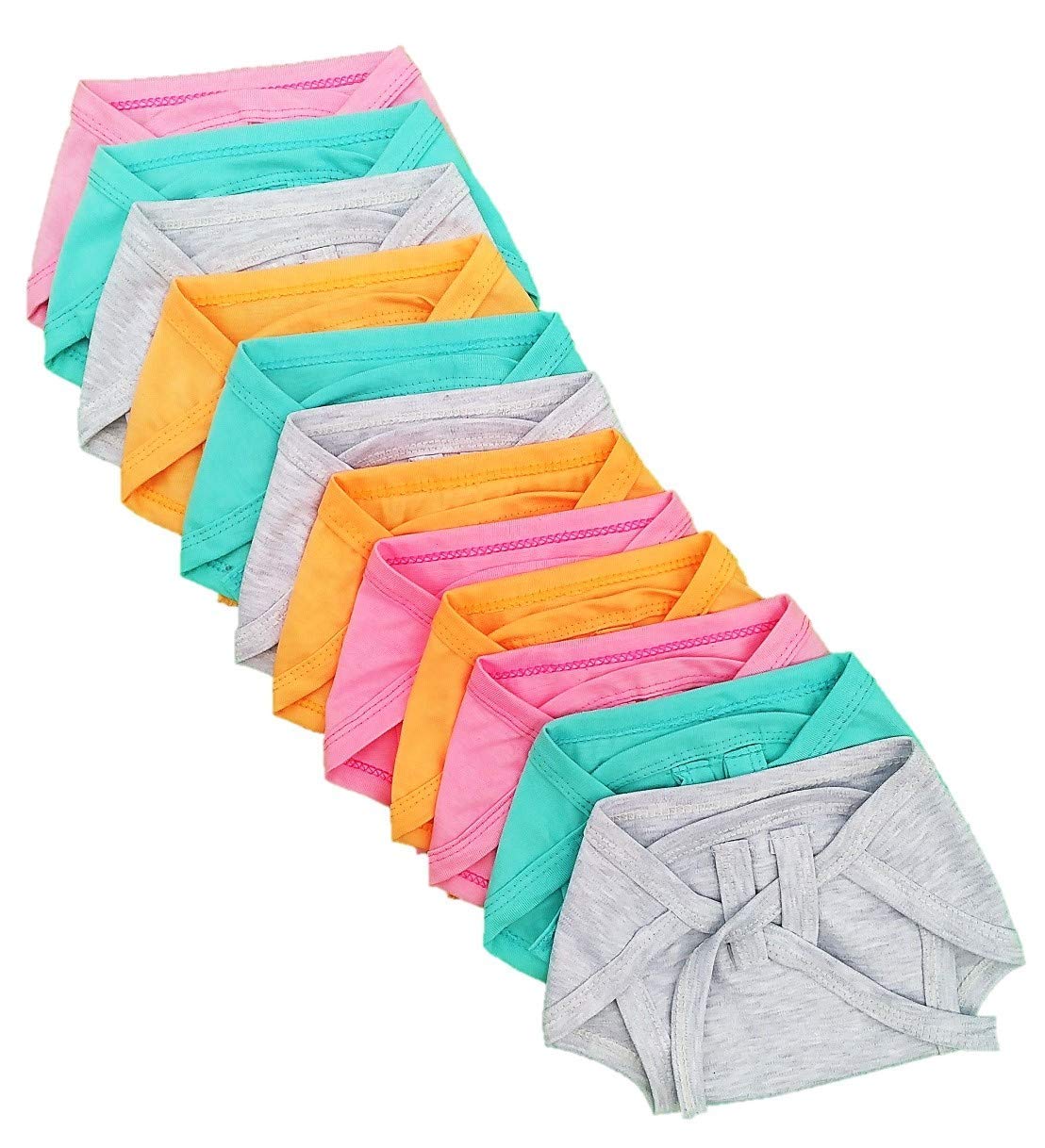 Washable Reusable Multicolor Hosiery Cotton Nappies, Langot for Newborn Baby (0-6 Months), Pack of 10, Soft, Breathable, Eco-Friendly
