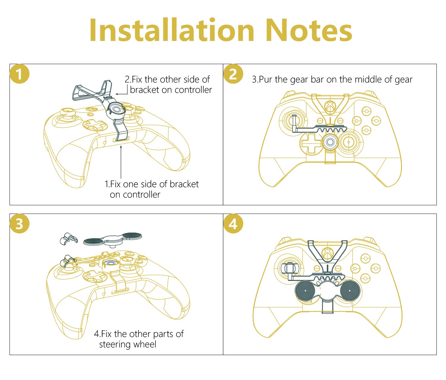 Xbox One Mini Steering Wheel, Xbox One Controller Add-on Replacement Accessories for All Xbox Racing Game