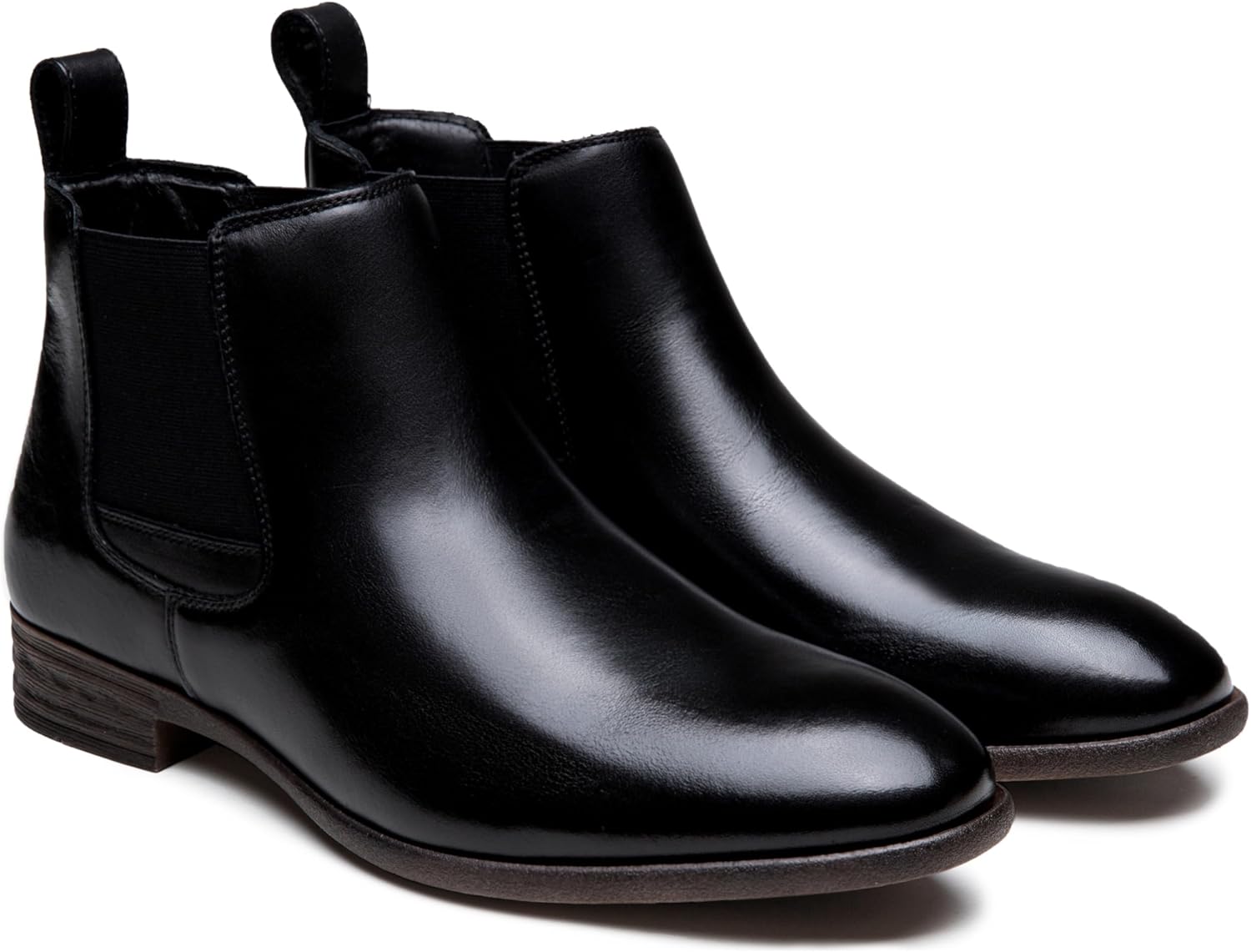 Jousen Chelsea Boots Men Polished Leather Dress Boots Stylish Classic Retro Slip On Boots for Men - Image 4