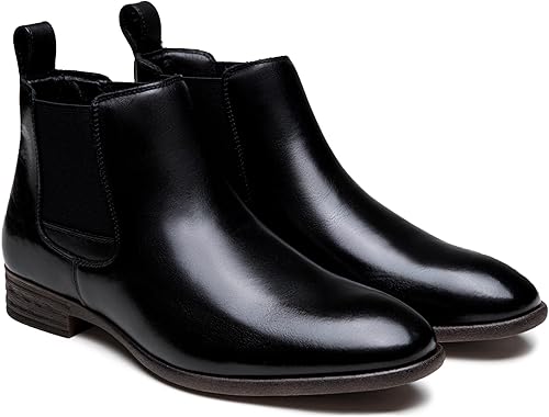 Miniatura 4 de Jousen Chelsea Boots Men Polished Leather Dress Boots Stylish Classic Retro Slip On Boots for Men