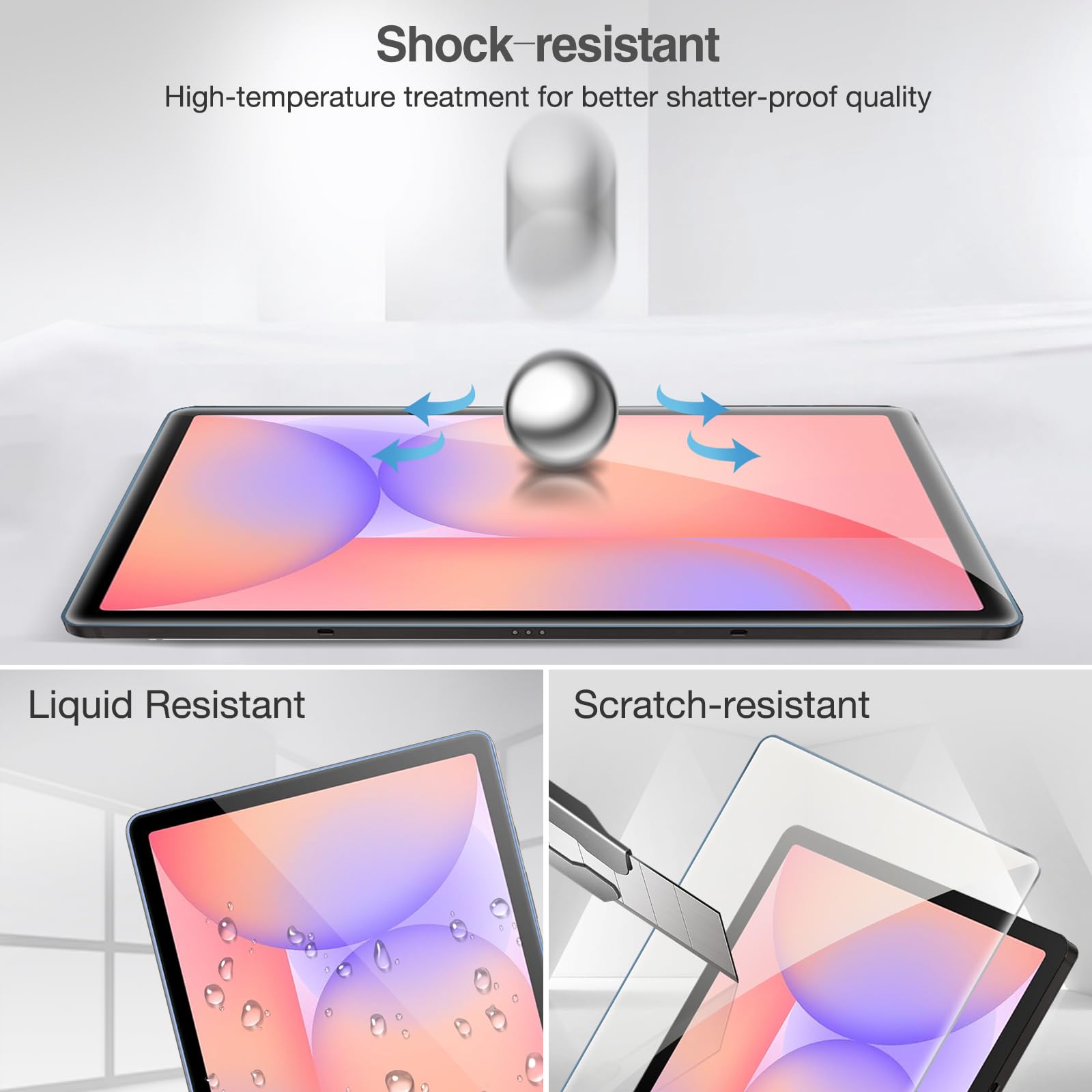 1 protector de pantalla para tablet Galaxy Tab S11/Tab S10 Lite/Tab S10 FE 2025/Tab S9 FE 10.9 / Tab S9 2023/Tab S8 2022/Tab S7 2020 11 pulgadas, protector de pantalla de vidrio templado de 6