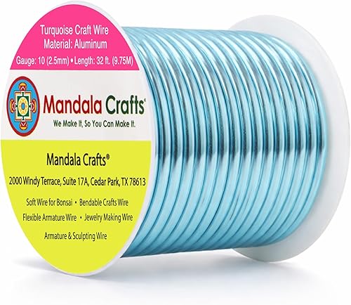 Vista 384 de Mandala Crafts - Alambre de aluminio anodizado de calibre 10 para manualidades de joyería - 32 pies de alambre flexible de cobre coloreado - Doble