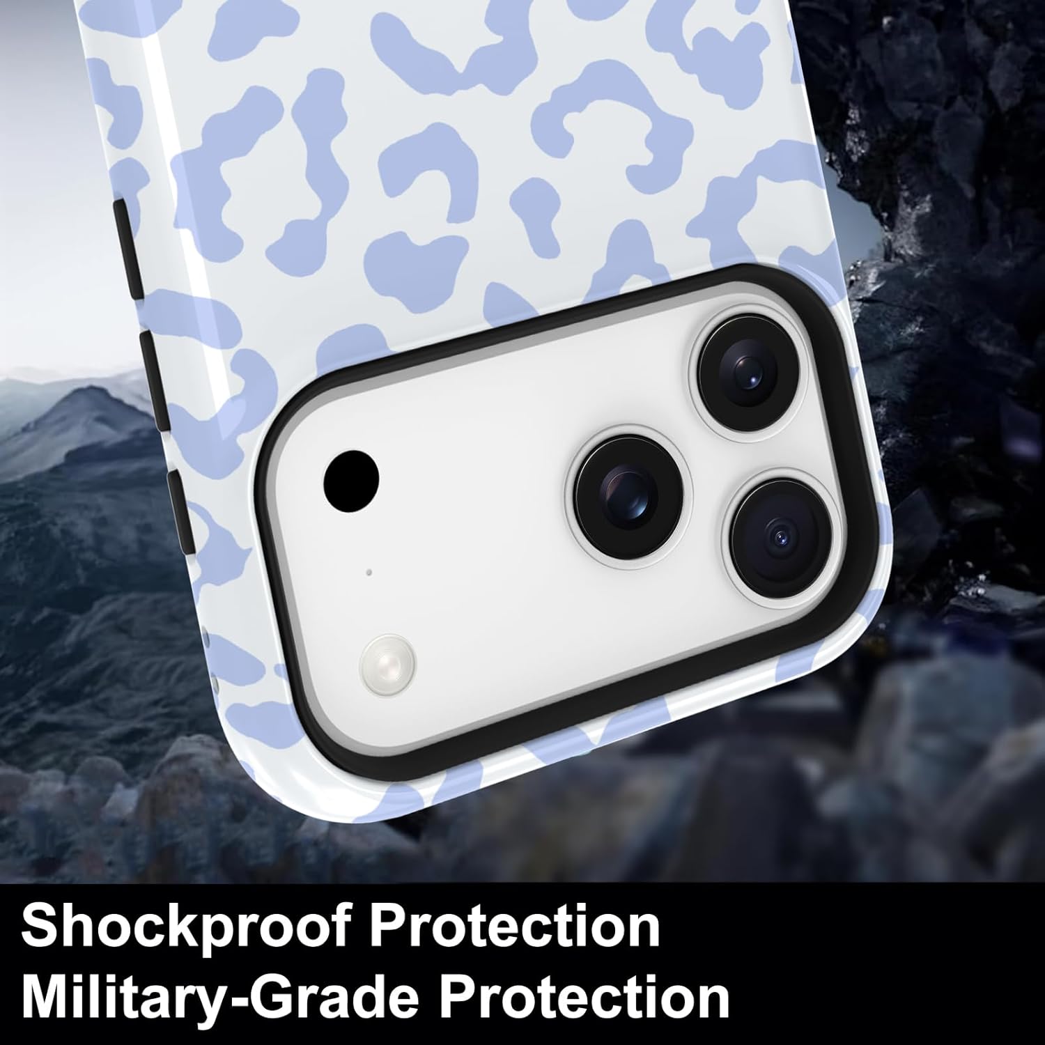 TEAUGHT Compatible with iPhone 17 Pro Max Case Support for MagSafe Cute Pattern Leopard Print Cheetah Camera Protection Cover for Girls Women -Blue