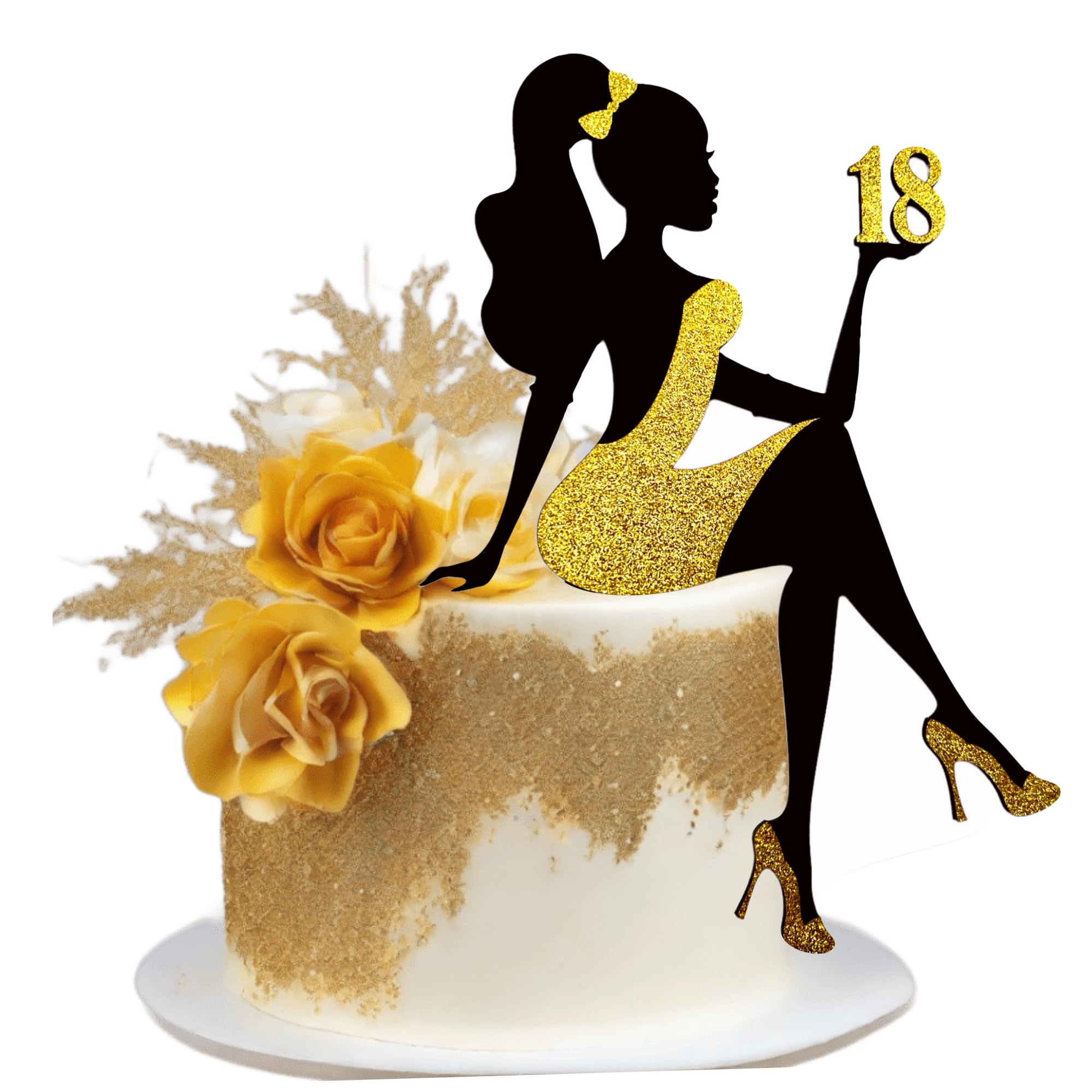 12 Stück Geburtstag Cake Topper – Acryl, High Heel & Damen-Silhouette, Für Kuchen & Cupcakes, 16x11,5 Cm