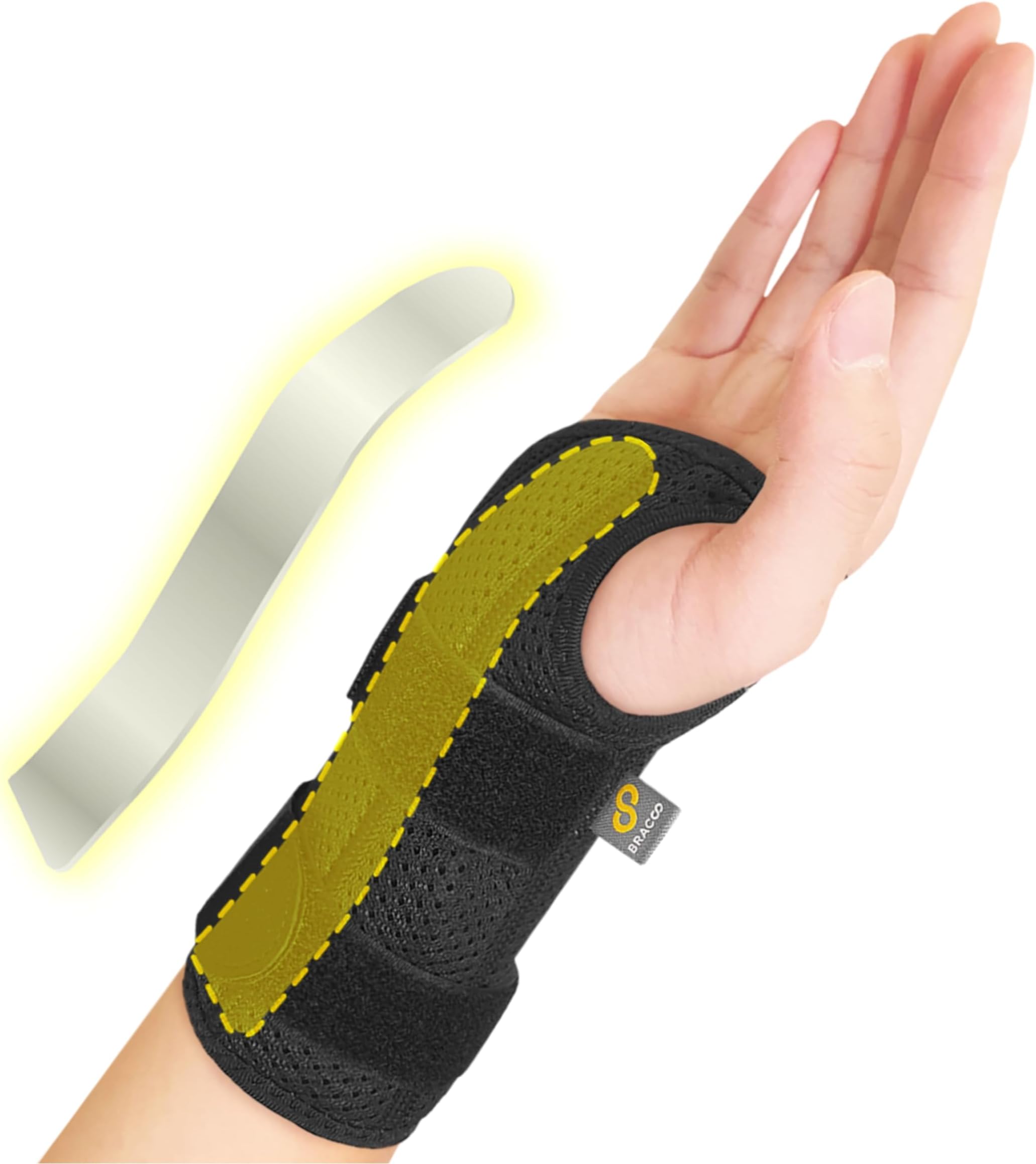 BRACOO Wrist Support Brace with Splint For Carpal Tunnel Syndrome, Arthritis, Tendonitis & Sprain - Adjustable Strap Wrap Fit Right & Left Hand, WB31