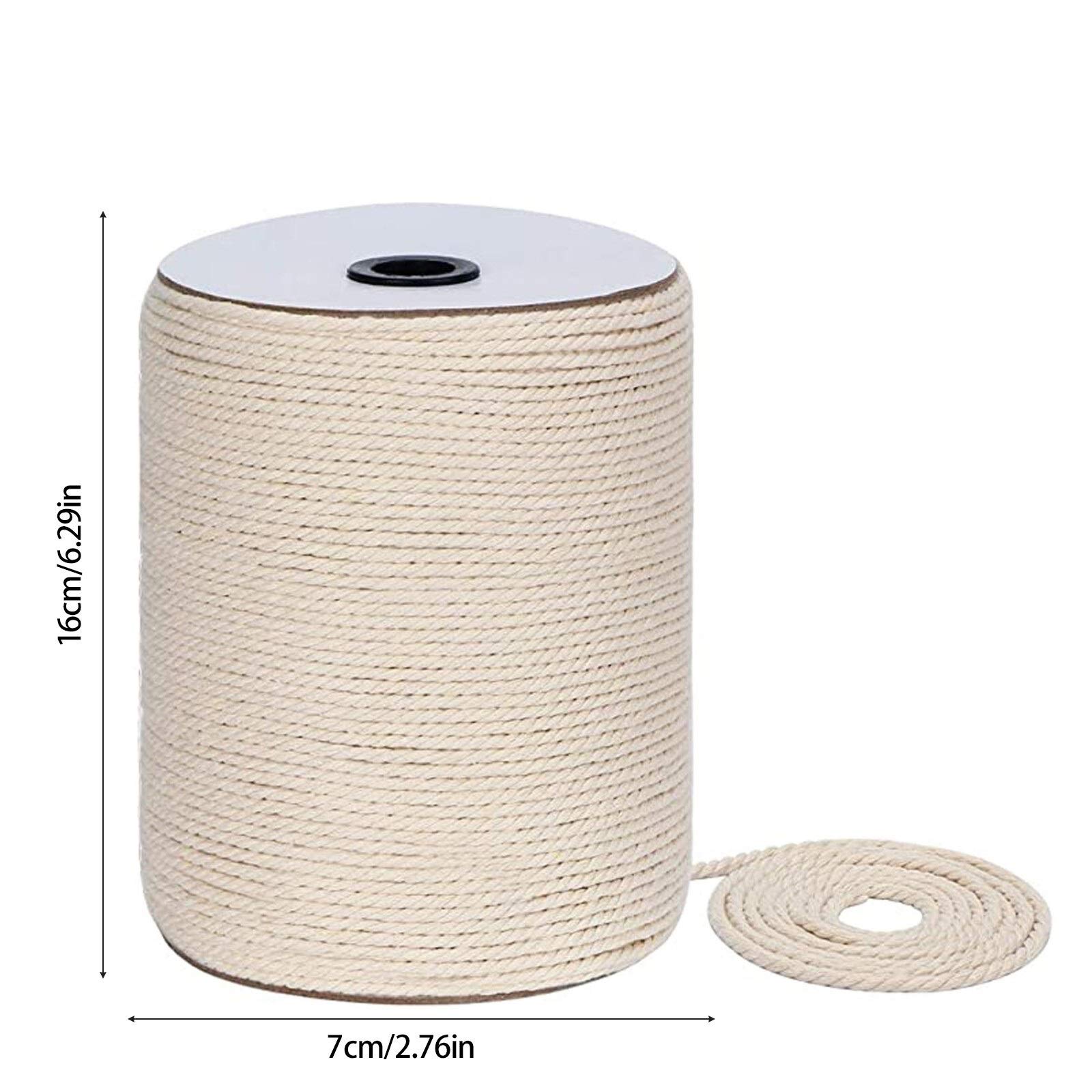 Cuerda De Yute 3 mm x 300m Cuerda de algodón Cuerda Multiusos DIY de DIY Cuerda de algodón Twisted Macrame Cordón de algodón para Manualidades Colgantes Cordel Yute