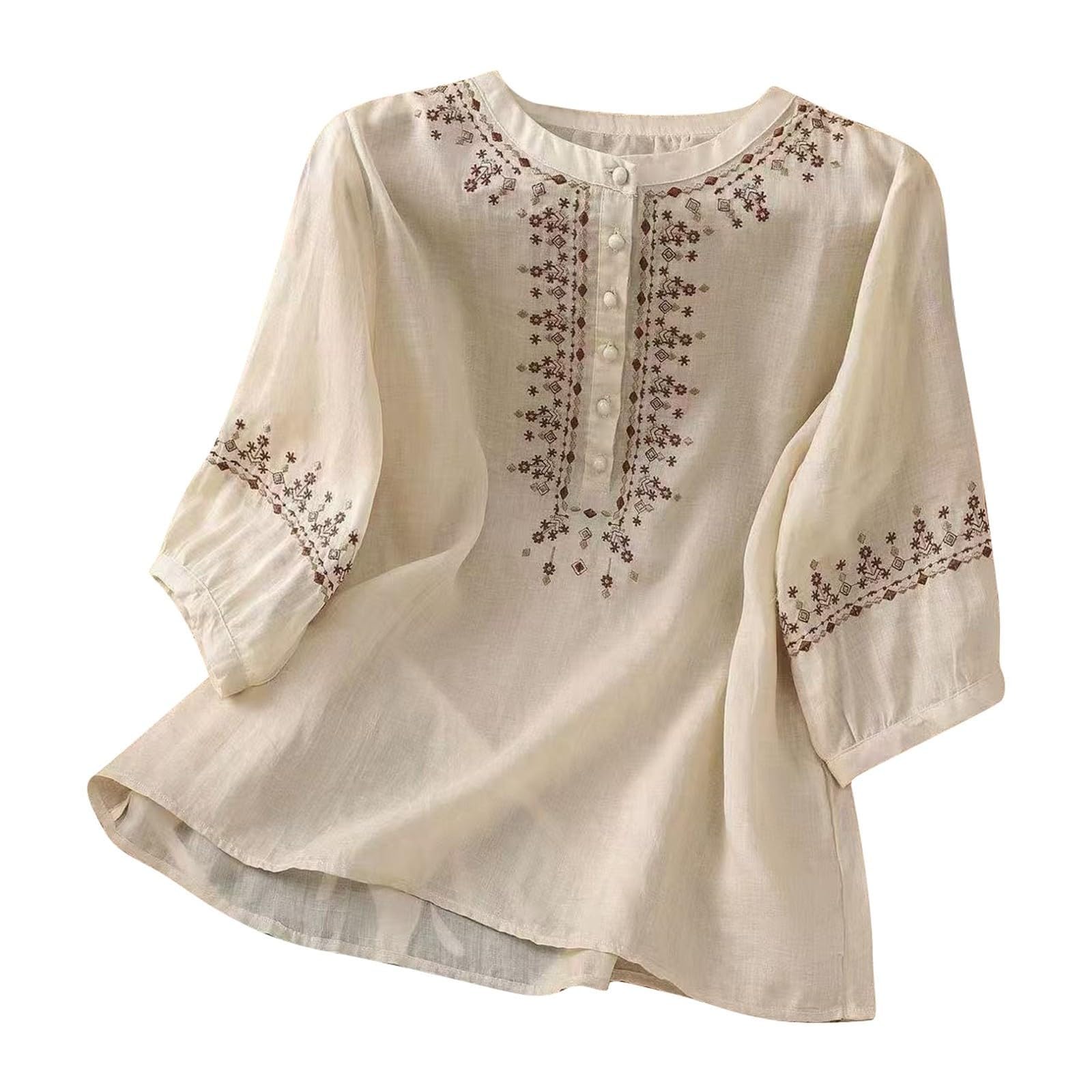 Conjunto Mujer Dos Piezas Elegante Verano Casual Lino Y Algodón Conjunto Deportivo Camiseta Y Pantalones Chandal Completo Talla Grande Loungewear Manga 3/4 Holgado Diarios Casa Playa Vacaciones