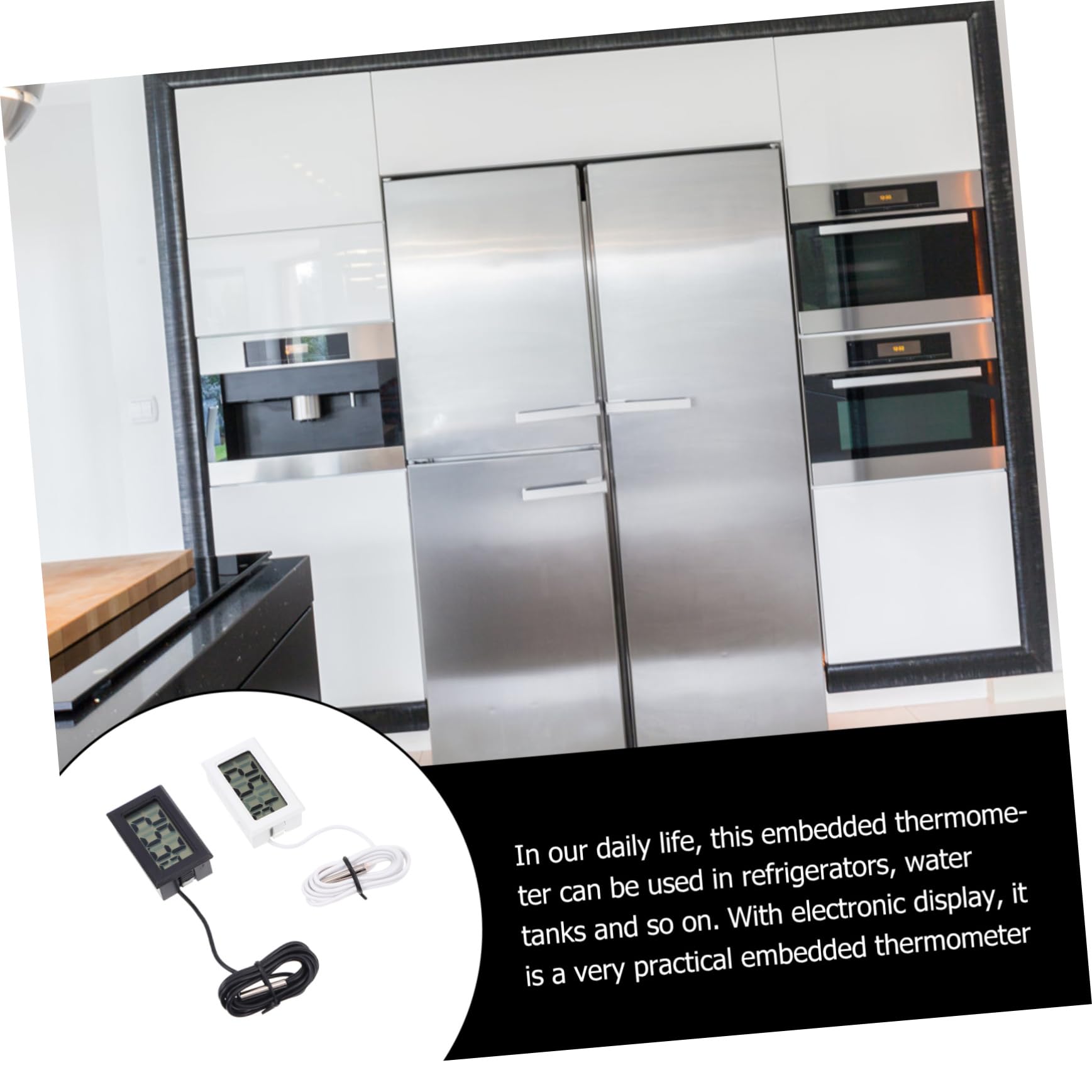 BESPORTBLE 2pcs Digital Refrigerator Thermometer Embedded Temperature Gauge Display for Accurate Readings Refrigerators Freezers Jars and More