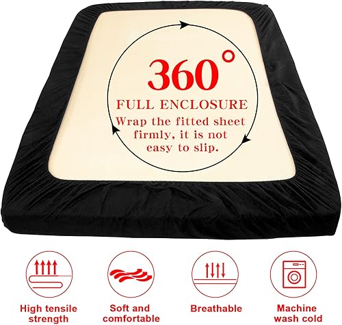 Miniatura 3 de NTBAY Sábana bajera ajustable completa solamente  Sábana bajera de microfibra cepillada con bolsillo profundo  Suave, sin arrugas, resistente a la