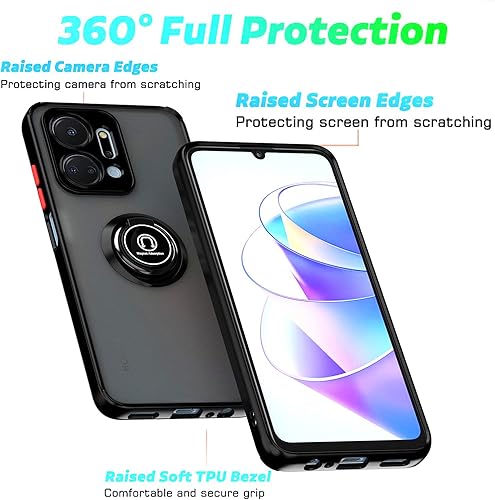 Miniatura 3 de QUIETIP Funda compatible con Honor X7a con protector de pantalla, TPU + policarbonato duro a prueba de golpes, anillo magnético para soporte de