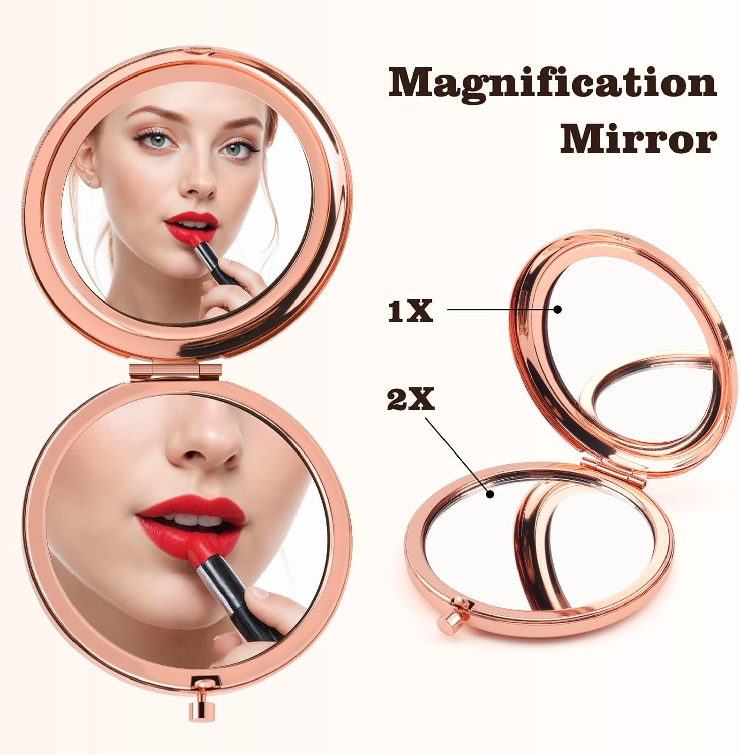 Valentines Day Gift for Her Wife Girlfriend Compact Makeup Mirror Romantic Anniversary Wedding Gift Couple Gifts Christmas Birthday Present for Girlfriend Wife Folding Makeup Mirror - Image 2