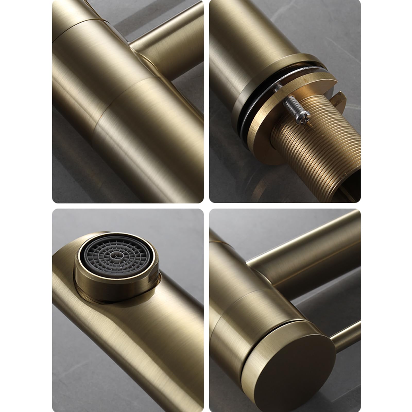 BiaoTeng Wasserhahn Bad Waschbecken Einhebelarmatur Bad Waschbecken Messing Mischbatterie Waschbecken Bad Armaturen Bad, Gebürstetes Gold