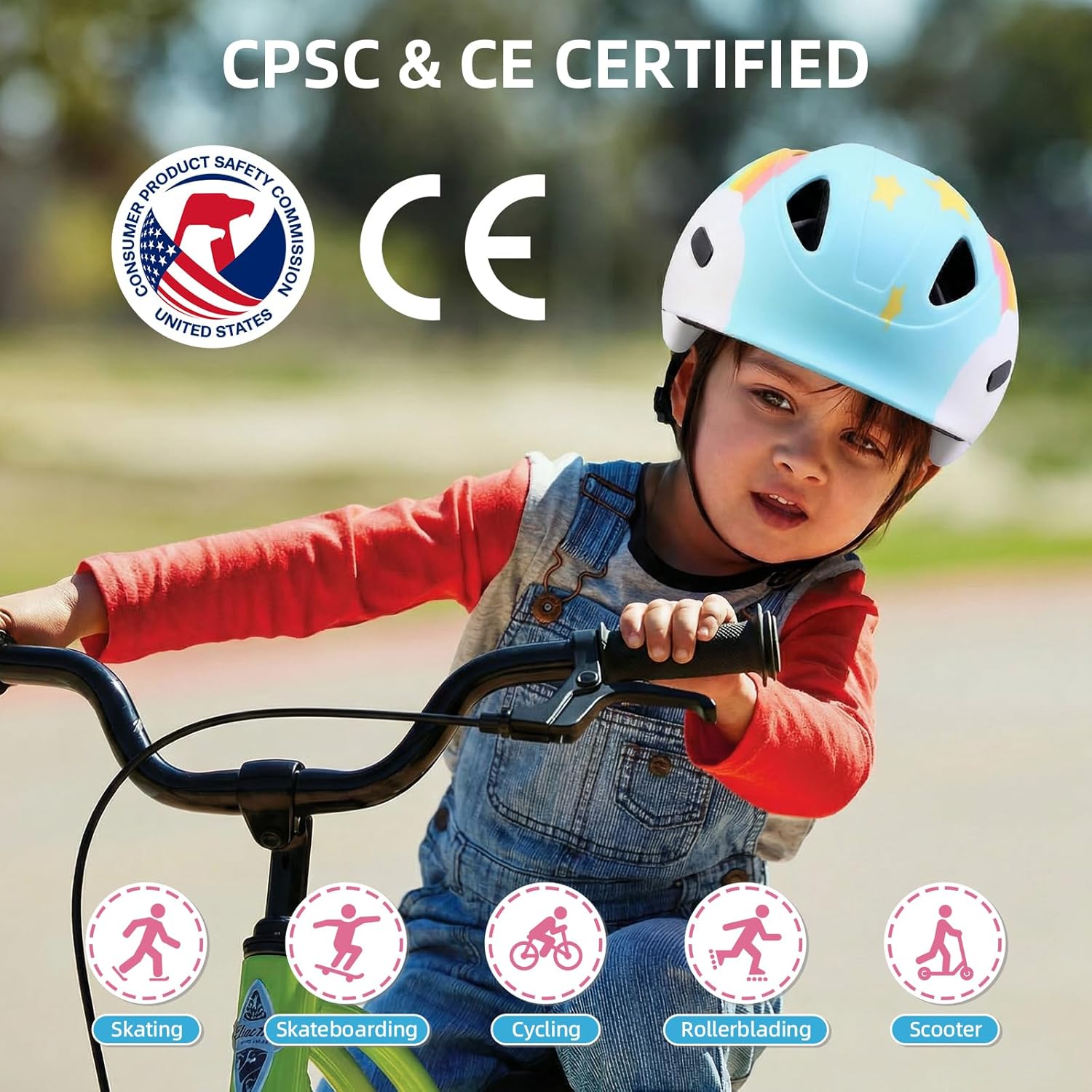 Kids Bike Helmet with Built-in Sun Visor - 360° Adjustable Youth & Toddler Safety Gear for Cycling, Skating, Scooters - 2 Sizes for Ages 3-5-8-14 Years Child Infant Boys Girls