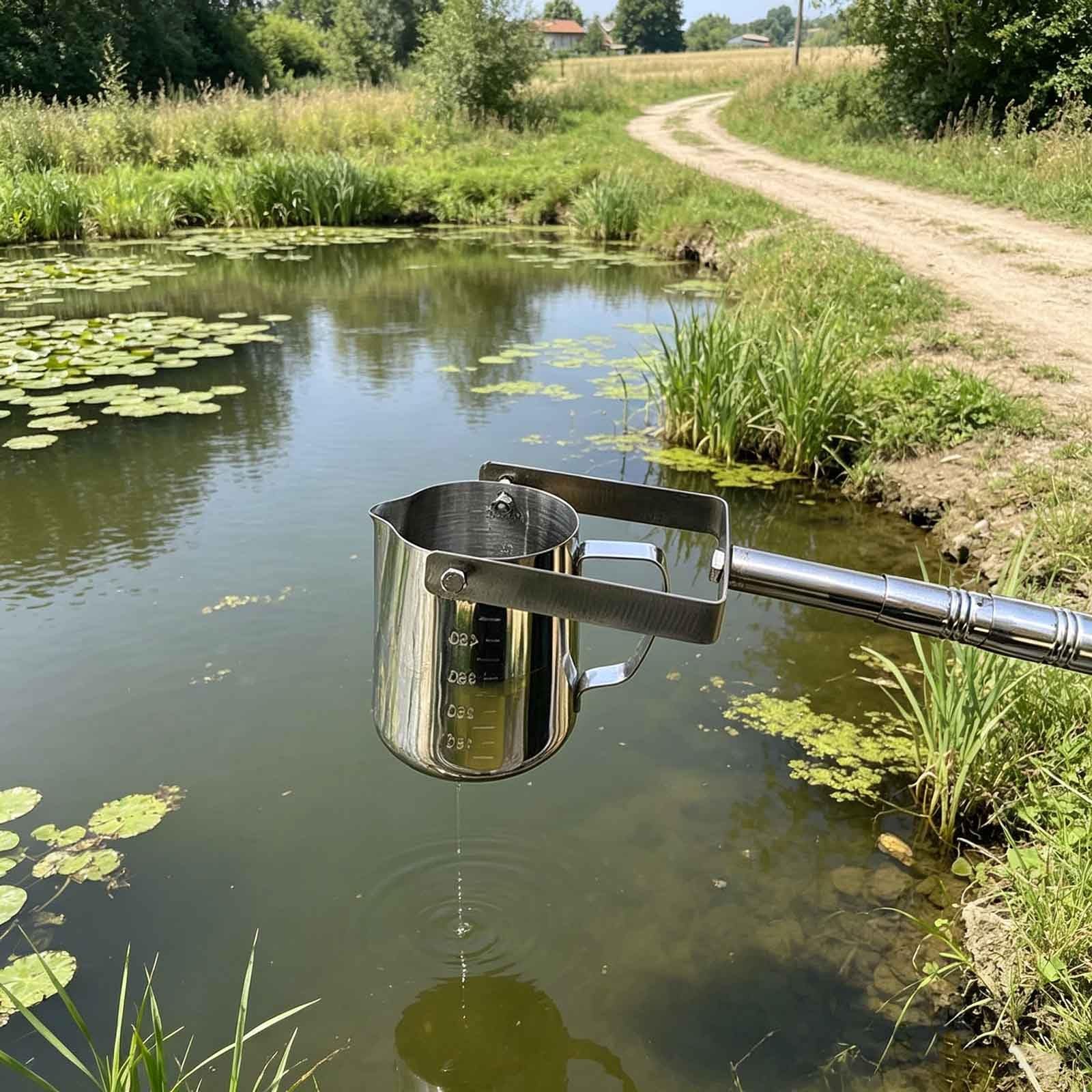 Teleskop-Wasserprobenehmer, Edelstahl-Teleskopstange, Wasserqualitätsprobenehmer, 500 Ml/1000 Ml Wasserprobenahmeeimer, Vertikaler Schwenk-Probenehmer(S1000ML,4-16.4ft)