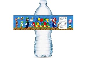 Mario Bross Water Bottle Labels for Convivial Cartoon Festivities