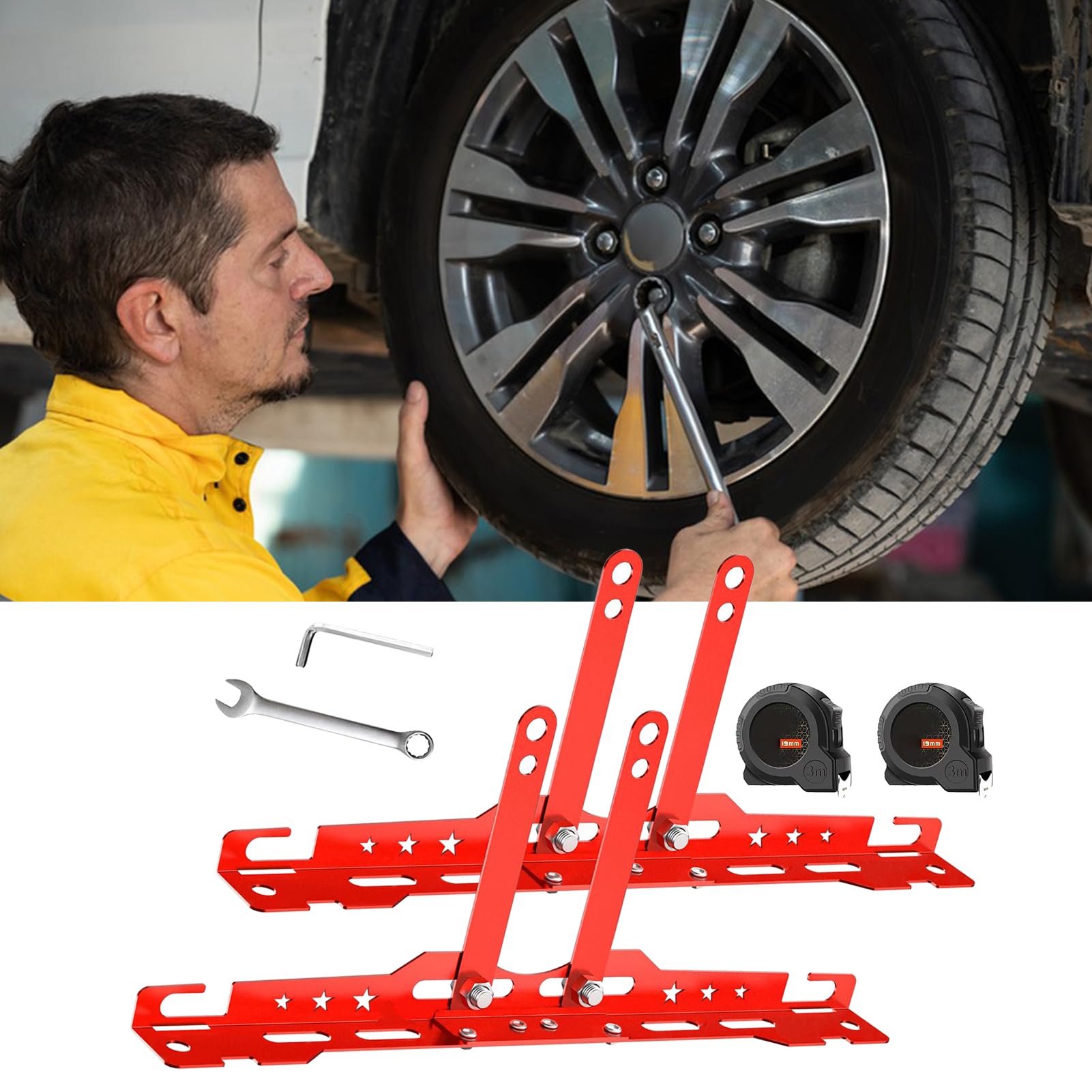 Kit d'Alignement de Roues,Plaques de Parallélisme Renforcées | Pour Réparation Pneus Camion Moto Véhicule Utilitaire Bateau Atelier