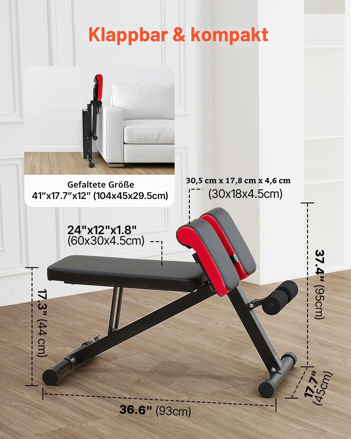 VEVOR multifunktionale Hantelbank für Ganzkörpertraining, Hyperextensionsbank Rückenverlängerung römischer Stuhl 150 kg belastbare verstellbare und faltbare Rückentrainer Heim-Fitnessstudio