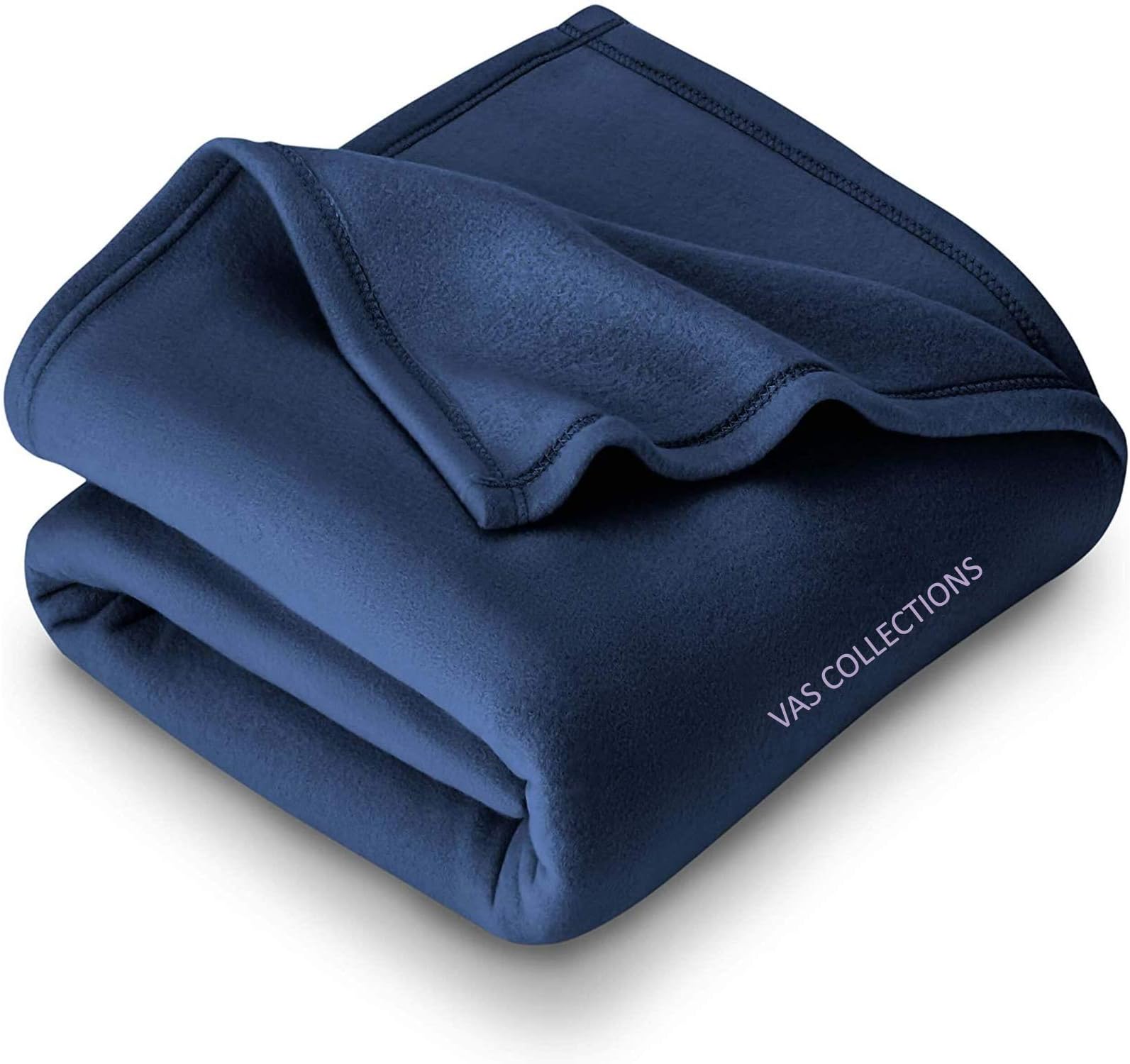 VAS COLLECTIONS 300 TC All Season Solid/Plain Lightweight Polar Fleece Double Bed Blanket (230 x 230 cm, Blue)