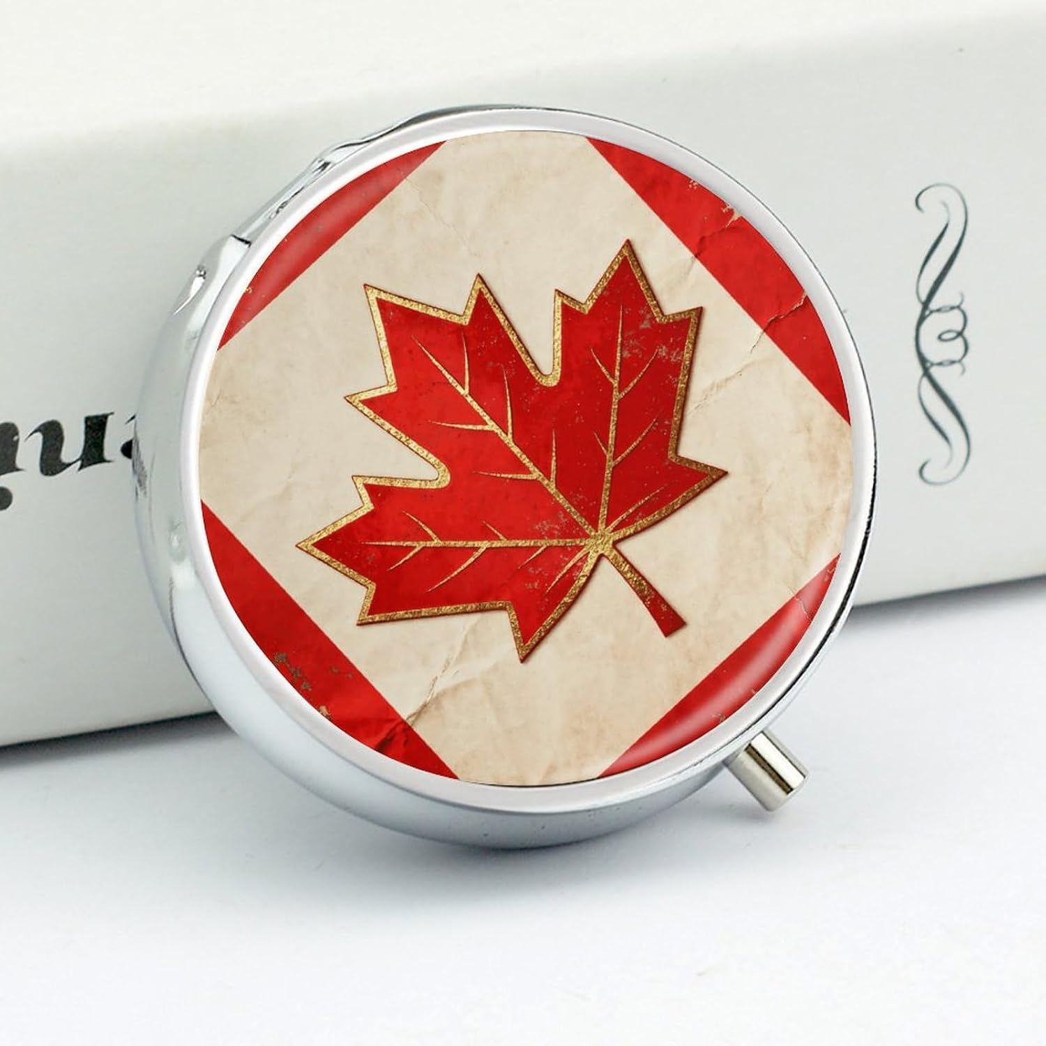 Vintage Canada Flag Pill Case 3 Compartment Travel Pill Box image 4