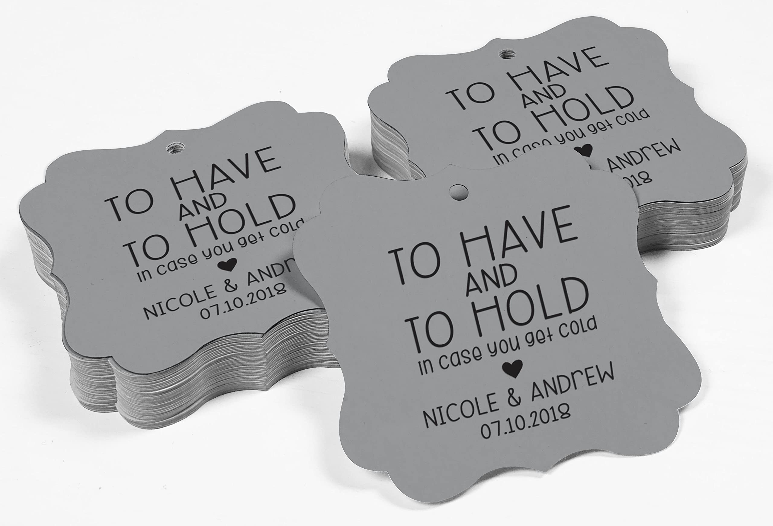 Darling souvenir Custom Bonbonniere etichette regalo per avere e tenere in case you Get Cold matrimoni cartellini 50 Tags Gray