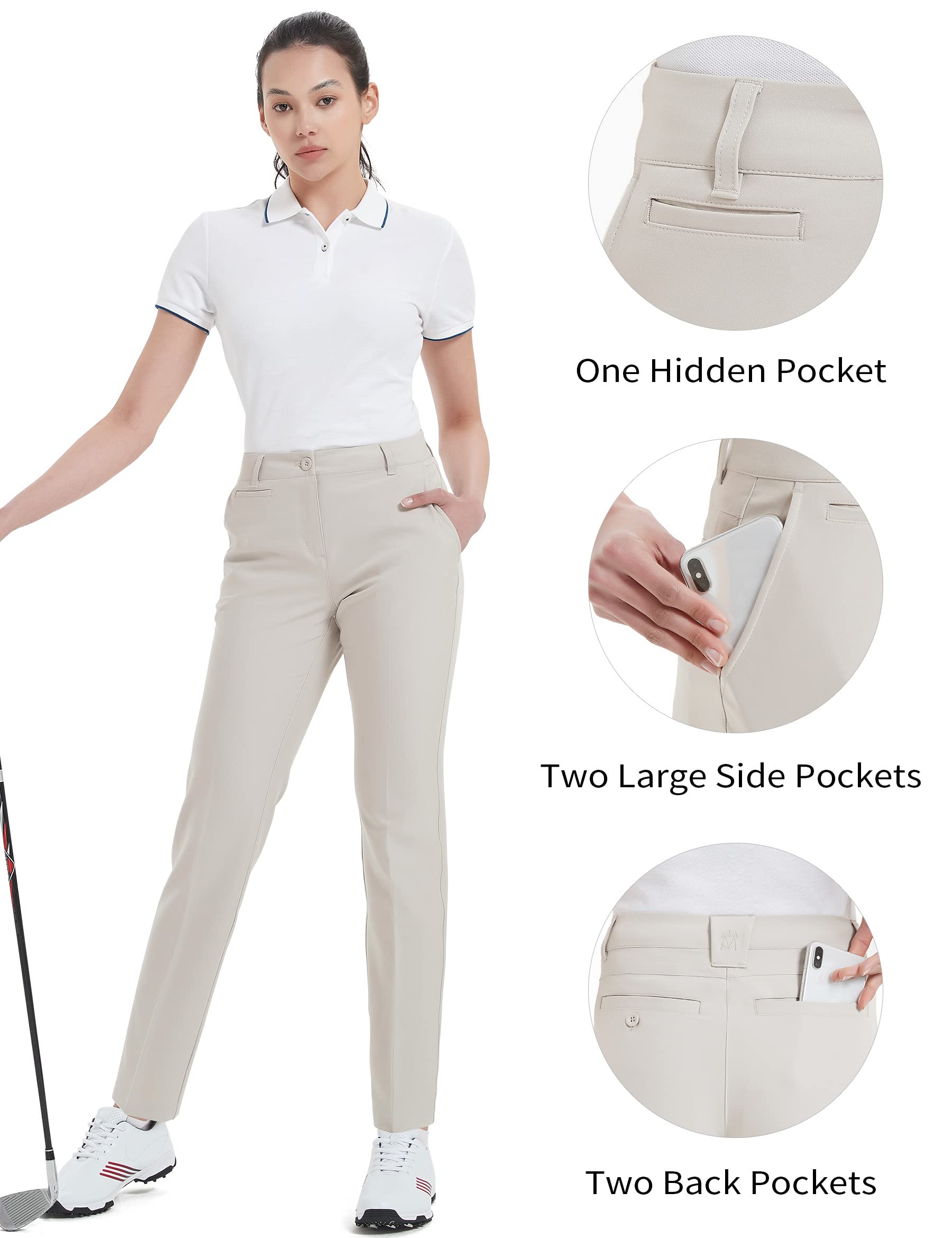 Damen-Golfhose, Stretch, gerade, leicht, atmungsaktiv, Twill - Beige - 46