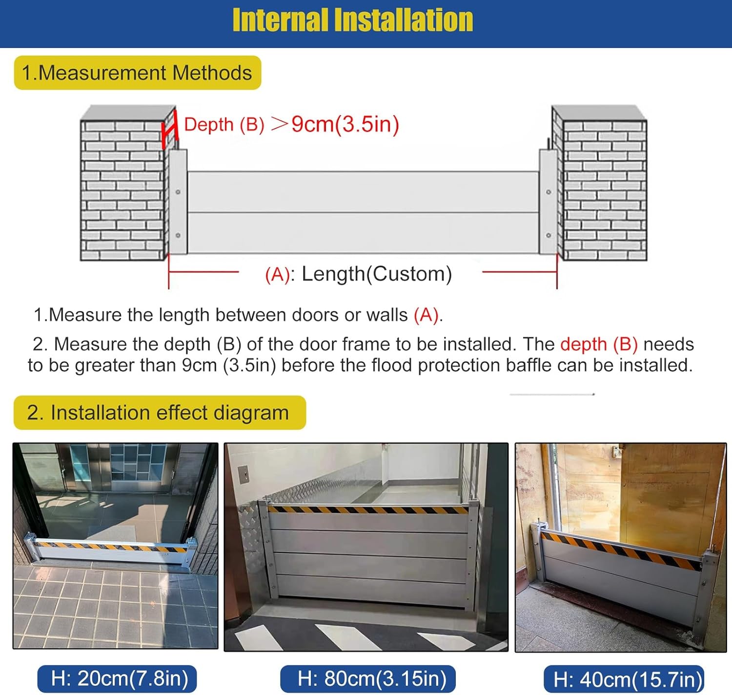 Basement/Home/Doorway Flood Protection Barriers, Reusable Detaable Aluminum Flood Panel Shield, 120cm Tall Water Prevention System Water Stopper Guard (Size : L255cm(8.36ft))