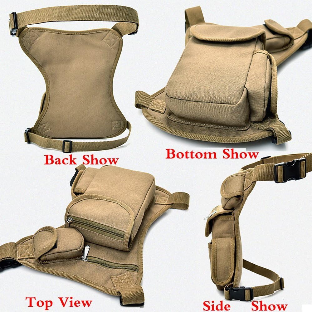 Canvas Hiking Waist Fanny Pack Tactical Drop Leg Bag Purse Running Waist Belt Hip Bag Outdoors Motorcycle Bike Cycling Pouch Shoulder Bag image 3