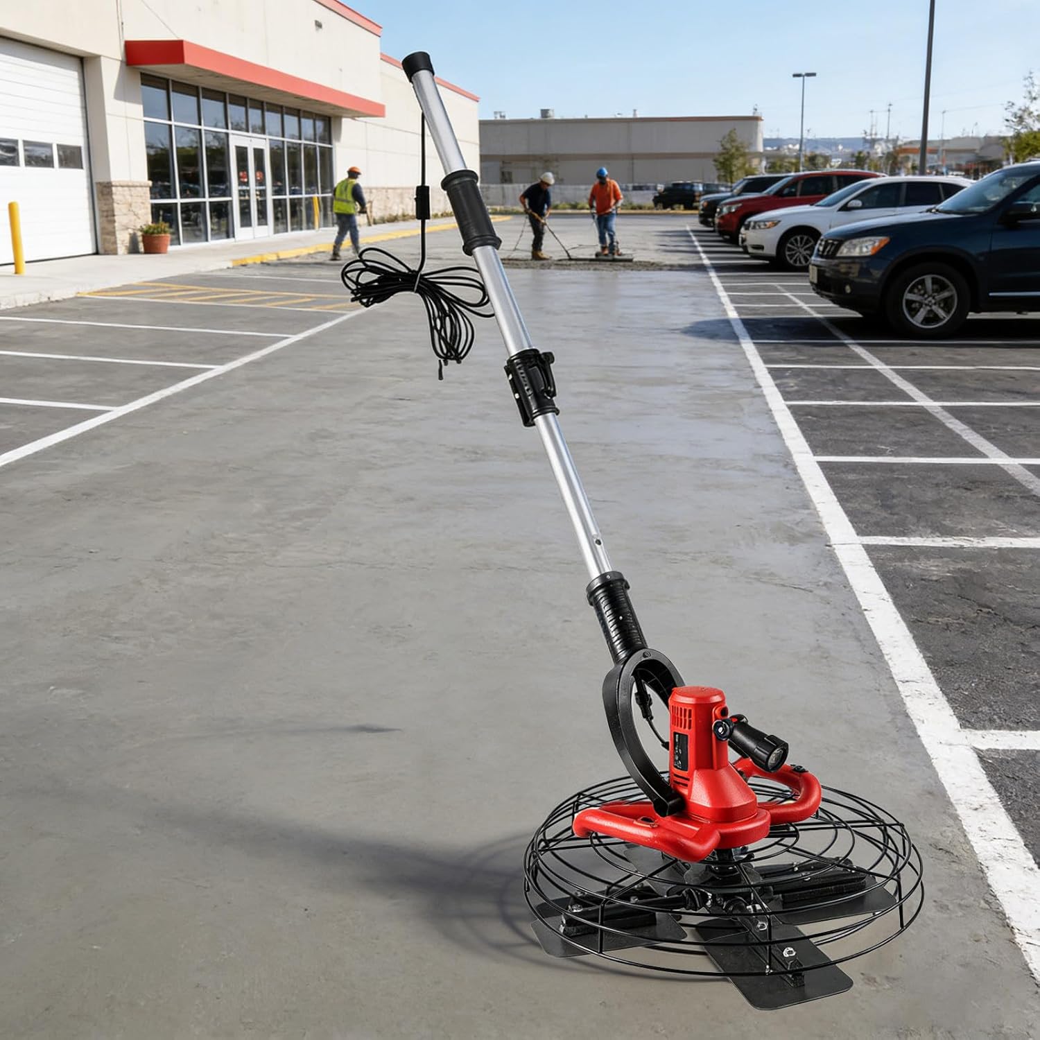 1680W Concrete Floor Grinder with Extendable Rod, 15 Inch Concrete Floor Polisher with LED Lighting, 6 Gears, 280-2800 RPM Concrete Grinding Machine for Grinding Concrete Cement Marble